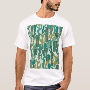 T-shirt Cactus Vert texture Vintage répétée