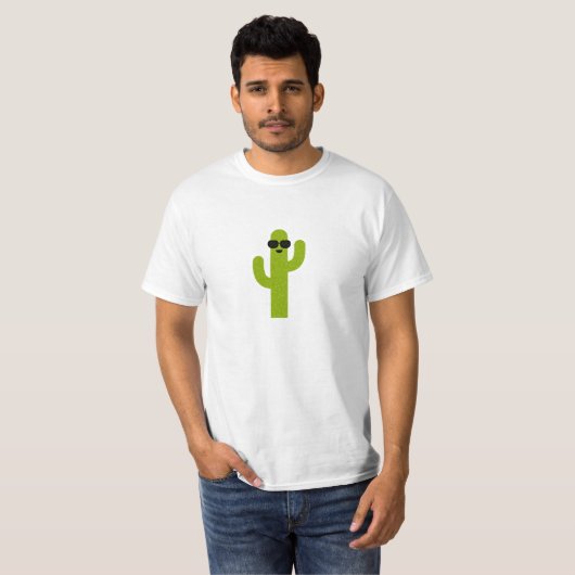 T-shirt Cactus verts mignons souriants portant des lunette (Devant entier)