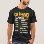 T-shirt Cad Designer Horaire Note Amusante Cad Designer Ar (Devant)