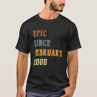 T-shirt Cadeau 22 Ans Épique Février 2000 22e Anniversaire
