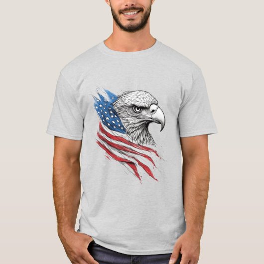 T-shirt Cadeau Aigle Patriotique – Fierté du drapeau améri (Devant)