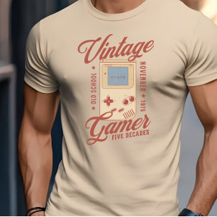 T-shirt Cadeau Anniversaire 50 Ans Joueur Rétro Vintage