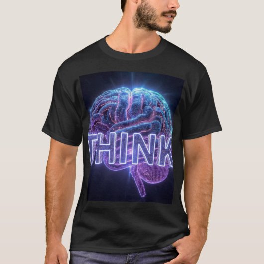 T-shirt Cadeau Cerveau Néon THINK - Mug Tech Programmeur I (Devant)