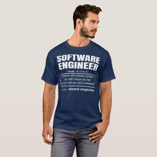 T-shirt Cadeau Coder Définition de l'ingénieur logiciel (Devant entier)