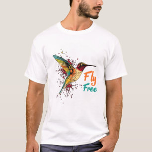 T-shirt Cadeau Colibri Oiseau Aquarelle Voler Libre