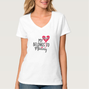 T-shirt Cadeau Couple Mon Coeur Appartient À Maman