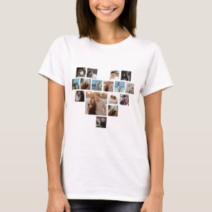 T-shirt Cadeau Couples Saint Valentin Coeur Photo Collage