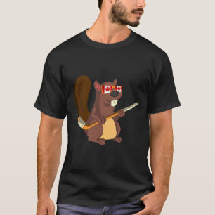 T-shirt Cadeau d'animal mignon canadien Castor Feuille d'é