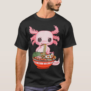 T-shirt Cadeau d'animé Axolotl Kawaii mangeant des nouille