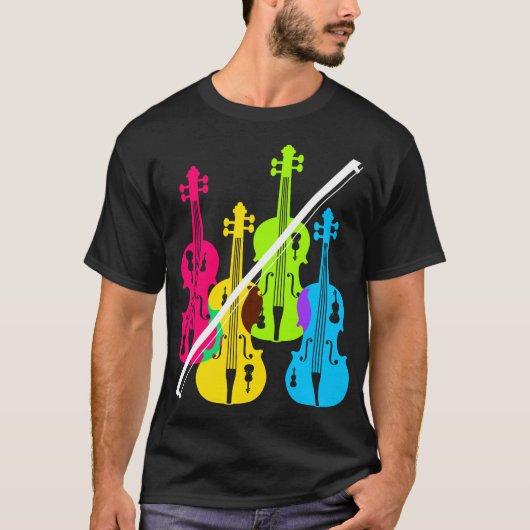T-shirt Cadeau d'anniversaire multicolore de violons pour (Devant)