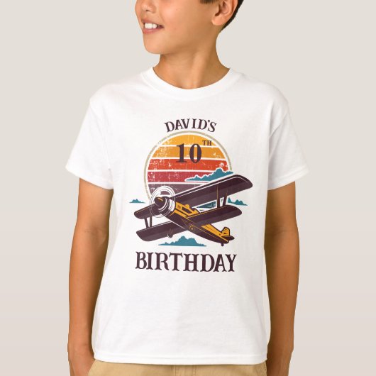 T-shirt Cadeau d'anniversaire rétro avion accros de l'avia (Devant)