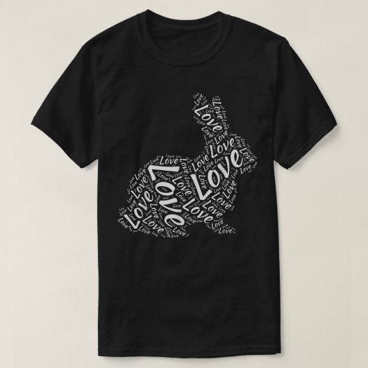 T-shirt Cadeau d'art en silhouette de nuage de mots d'amou (Design devant)