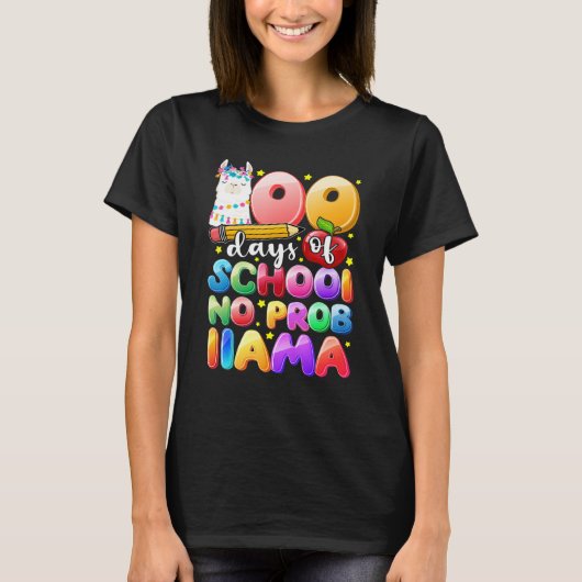 T-shirt Cadeau de 100 jours d'école sans problème de lama  (Devant)