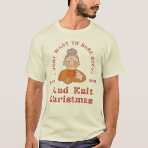 T-shirt "Cadeau de café de Noël Grand-mère Tricote Cuisini