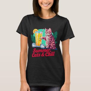 T-shirt Cadeau de chat d'été pour femmes - Épinglette Rétr