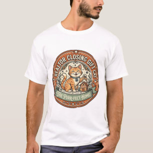 T-shirt Cadeau de clôture d'agent immobilier Chat Cadeau d