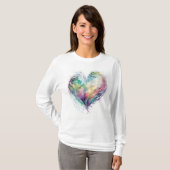 T-shirt Cadeau de conception cardiaque Rainbow (Devant entier)
