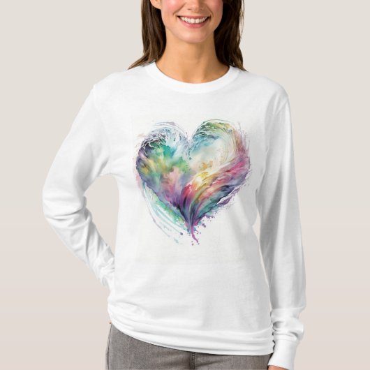 T-shirt Cadeau de conception cardiaque Rainbow (Devant)
