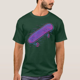 T-shirt Cadeau de conception de skateboard rétro néon