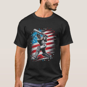 T-shirt Cadeau de cricket patriotique Usa pour amateur de