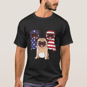 T-shirt Cadeau de drapeau de fierté de Pug de drapeau amér