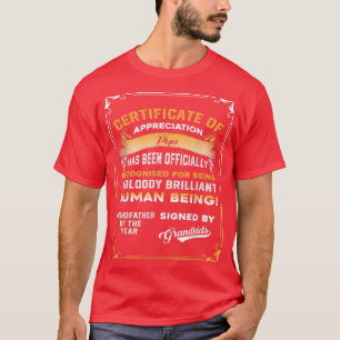 T-shirt Cadeau De Fête des pères Mens Pour Papa Certificat