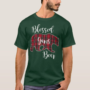 T-shirt Cadeau de grand-mère à carreaux tartan rouge Bless
