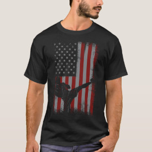 T-shirt Cadeau de kickboxing de drapeau américain rétro po