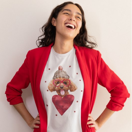 T-shirt Cadeau de la Saint-Valentin Chien Caniche