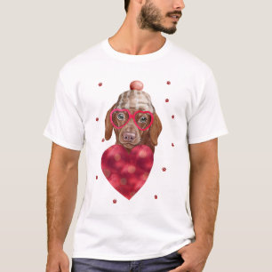 T-shirt Cadeau de la Saint-Valentin Chien Dachshund Brun