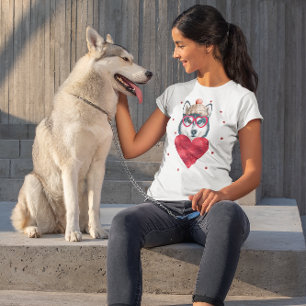 T-shirt Cadeau de la Saint-Valentin Chien Husky Sibérien