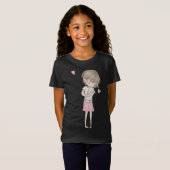 T-Shirt Cadeau de lapin|Petite fille mignonne et lapin lap (Devant entier)