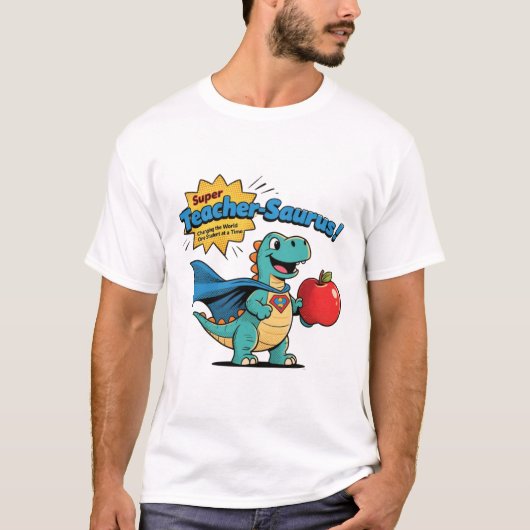 T-shirt Cadeau de l'enseignant Cute Dinosaur Superhero (Devant)