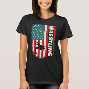 T-shirt Cadeau de lutteur de lutte Drapeau américain de lu