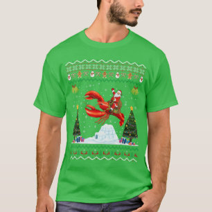 T-shirt Cadeau de Noël laid de homard Santa à cheval sur u