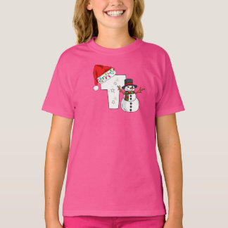T-shirt Cadeau de Noël lettre t blanche 