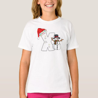 T-shirt Cadeau de Noël lettre x blanche 