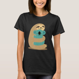 T-shirt cadeau de paresseux mignon drôle qui étreint un ko