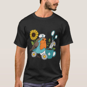 T-shirt Cadeau de tasse à café Robin et ciseaux d'infirmiè