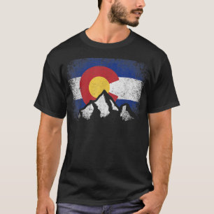 T-shirt Cadeau d'hiver de ski de montagne de drapeau du Co