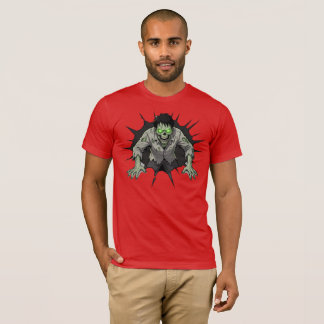 T-shirt Cadeau d'horreur de zombie défonçant un mur