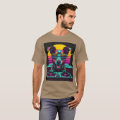 T-shirt Cadeau DJ Synthwave Neon Pup (Devant entier)