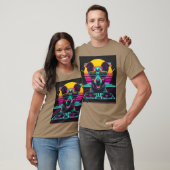 T-shirt Cadeau DJ Synthwave Neon Pup (Unisexe)