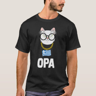 T-shirt Cadeau Drapeau Grèce - Chat Grec Opa