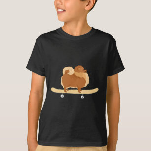 T-shirt Cadeau drôle de chiot Pom Poméranien de skateboard