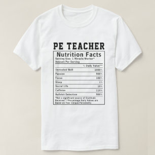 T-shirt Cadeau drôle de professeur d'EPS Faits nutritionne