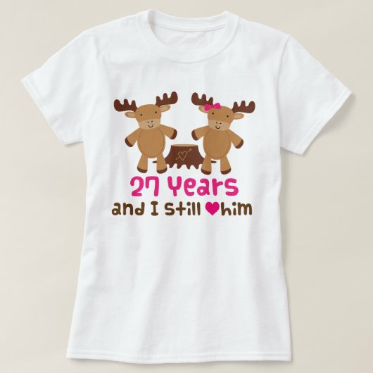 T-shirt Cadeau du 27e anniversaire pour elle (Design devant)