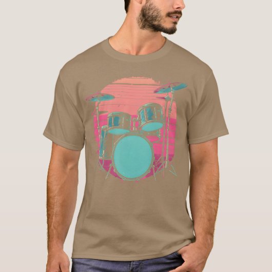 T-shirt Cadeau Kit de batterie Synthwave (Devant)
