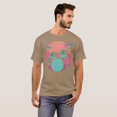 T-shirt Cadeau Kit de batterie Synthwave (Devant entier)