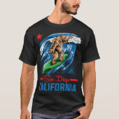 T-shirt Cadeau original de plage de chemise d'ours de surf (Devant)